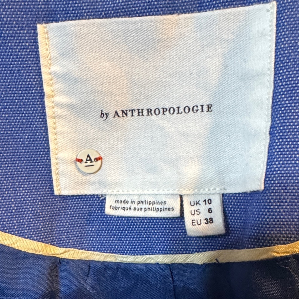 Anthropologie Blue Women's Cropped Blazer - Picture 6 of 6